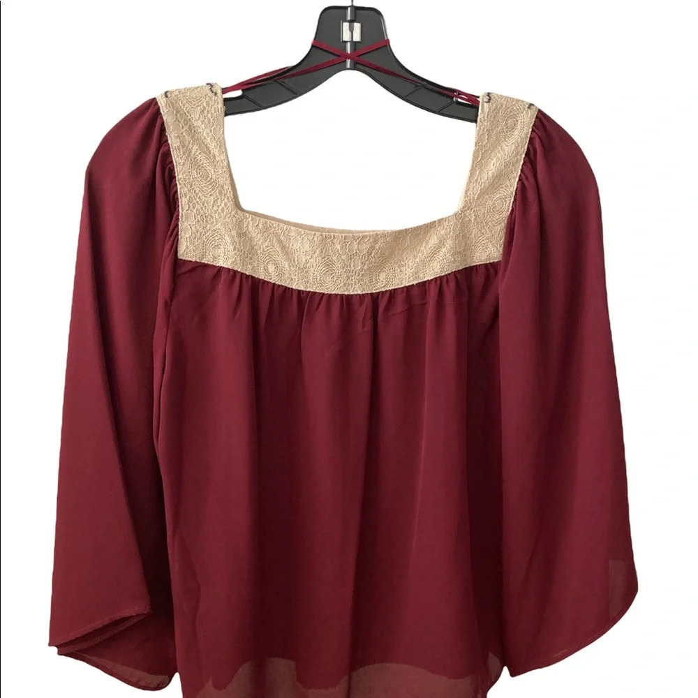 Flying Tomato Red Boho Chic Loose Fit Red Short Sleeves Small Top - Picture 3 of 7